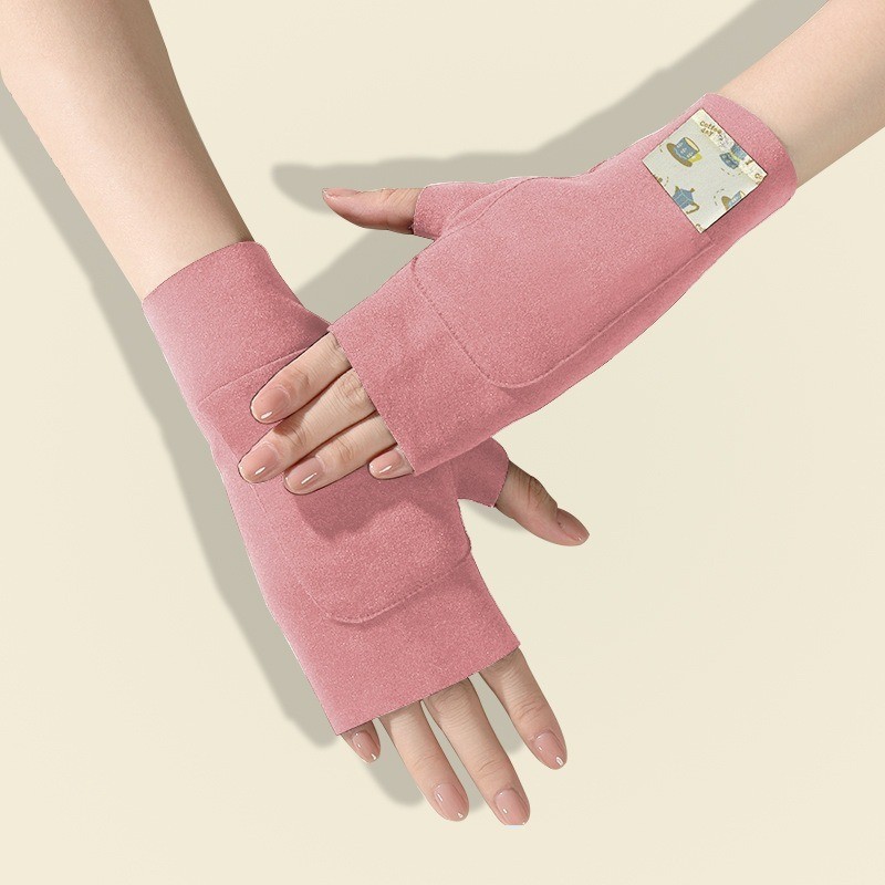 기모 안감 핑크색 벙어리 장갑 (포켓형)