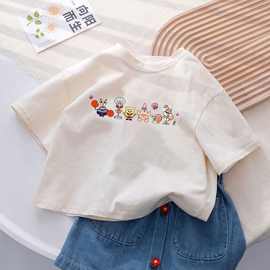 2025男女童卡通印花短袖宝宝夏季新款儿童纯棉上衣童装洋气半袖T