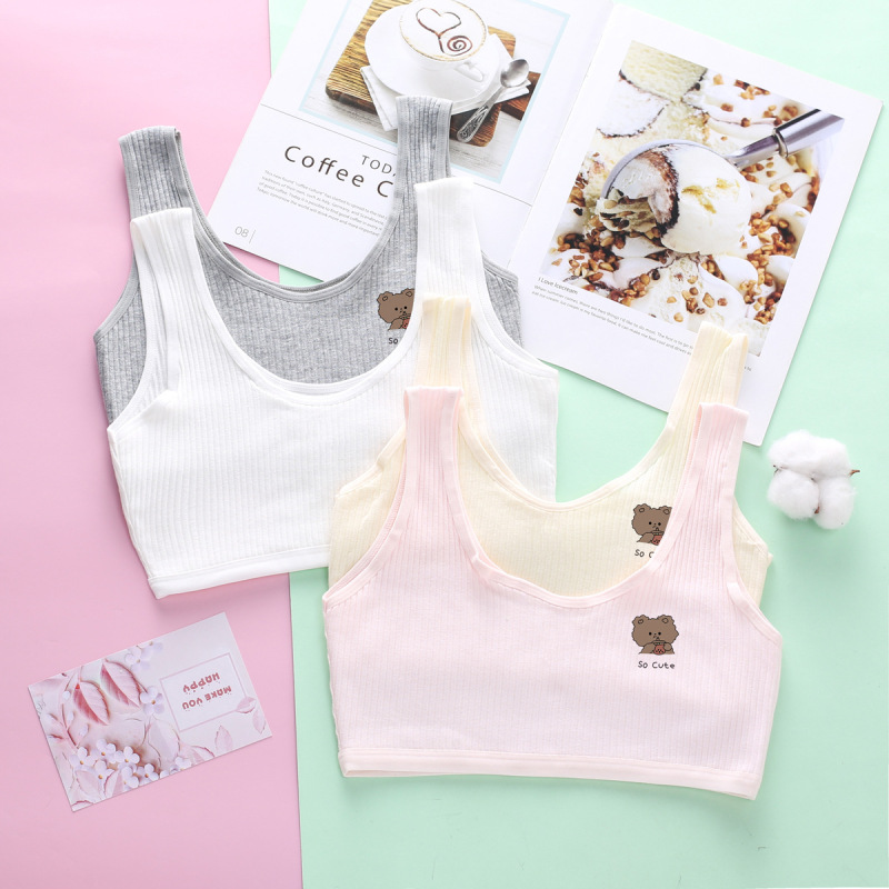 Pure Cotton Underwear for Junior High School Students, Girls, Older Children, Development Period, Small Vests, Girls' Vests, Padded Bras