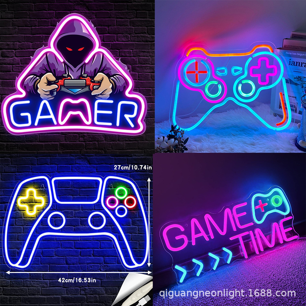 Amazon eSports room decoration, video game-themed light signs, game controller UV neon lights, custom LED ambient lights