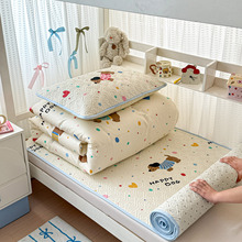 全棉夹棉床盖三件套纯棉绗缝床单0.9m床学生上下铺被子全套一整套