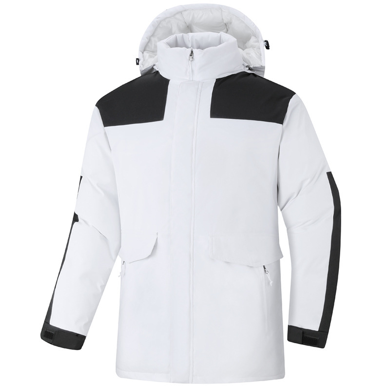 Unisex Hooded Training Jacket – Lightweight Fleece-Lined Zip-Up, Breathable & Stretch Fit (XS-7XL, White/Black/Navy)_voghion.com