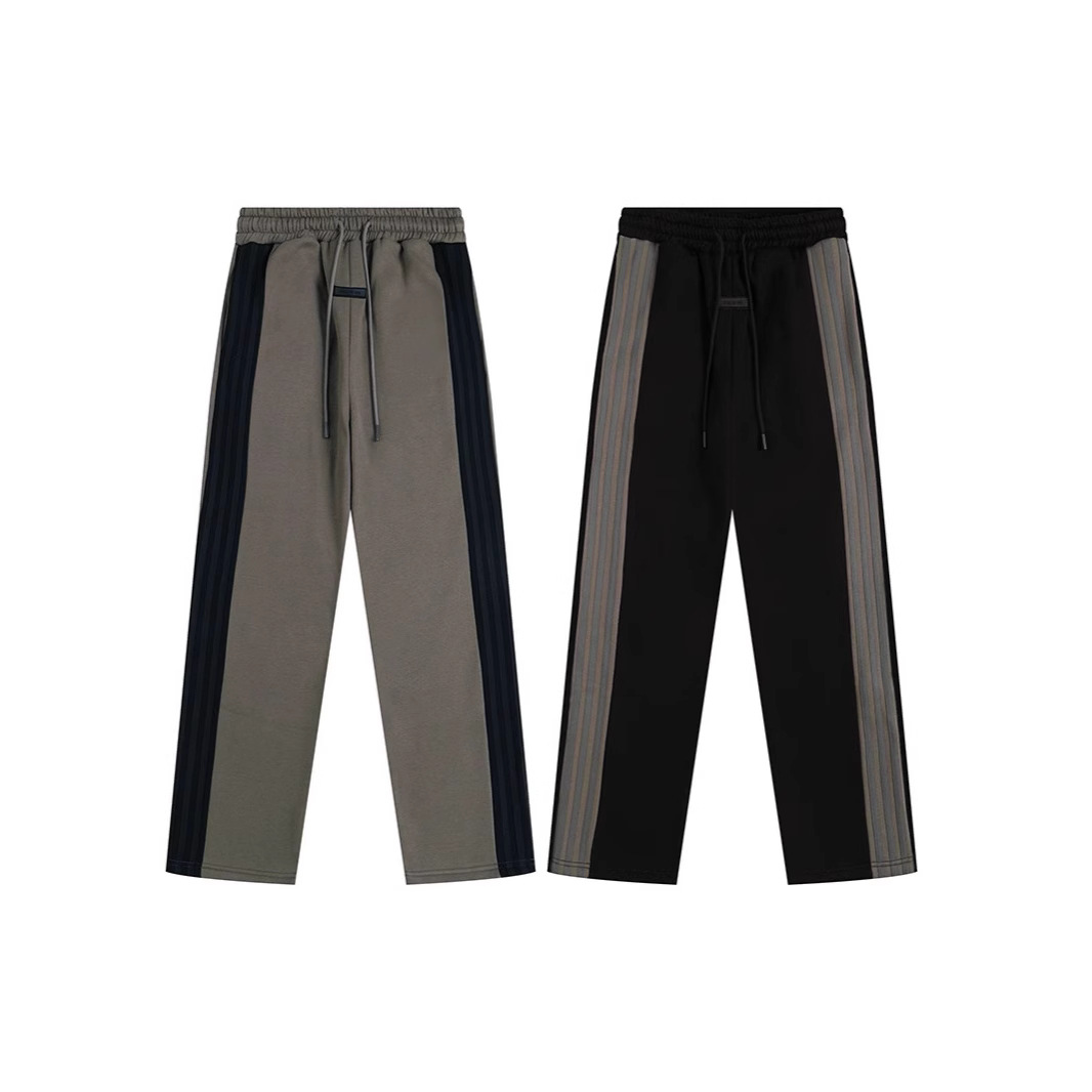 Side Webbing Pants 2024 Autum New Large Size Men's Youth Color Matching High Street Trendy Brand Fleece-Lined Sweatpants