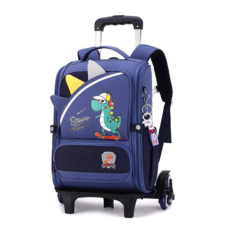 Mochila escolar con barra de tracción transfronteriza estudiantes de grado 2-45 niños y niñas de gran capacidad dibujos animados lindo subir escaleras de doble propósito hombros