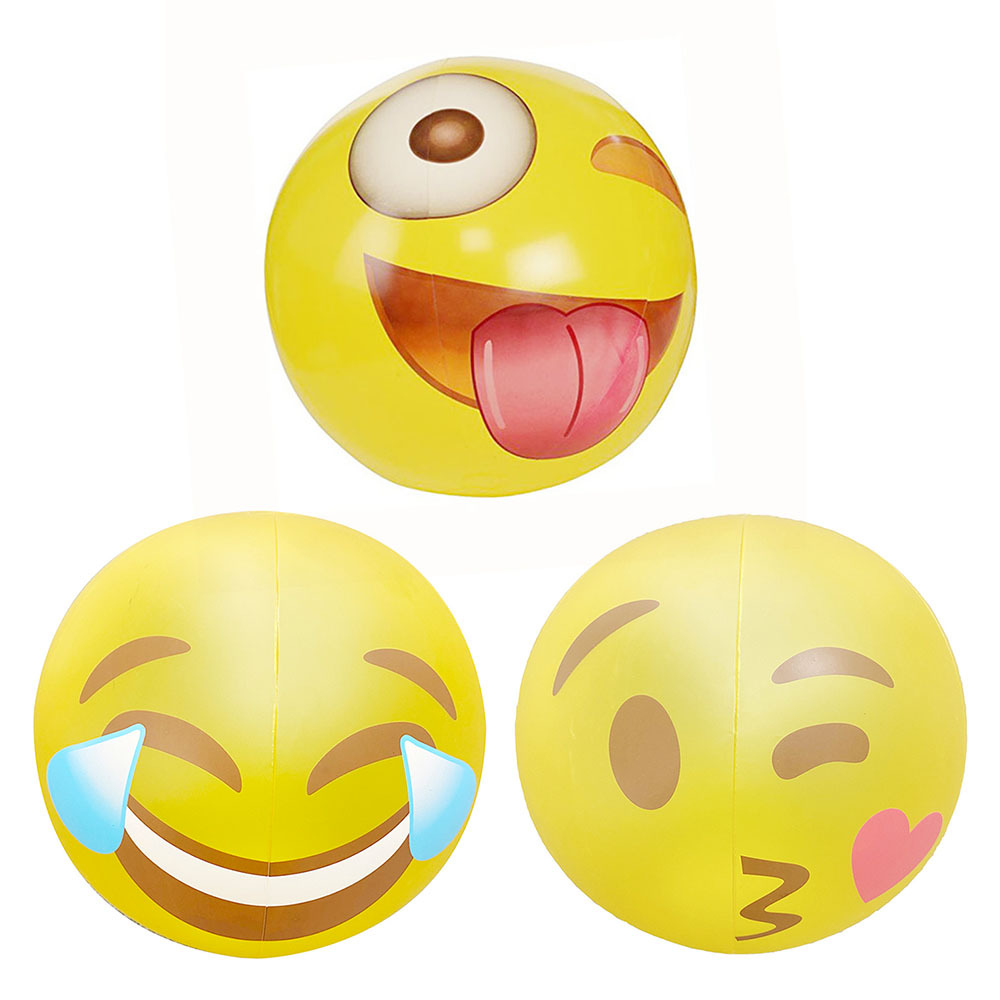 Cross-border inflatable smiley face expression ball solar charging LED inflatable ball expression bag water playing toy beach ball