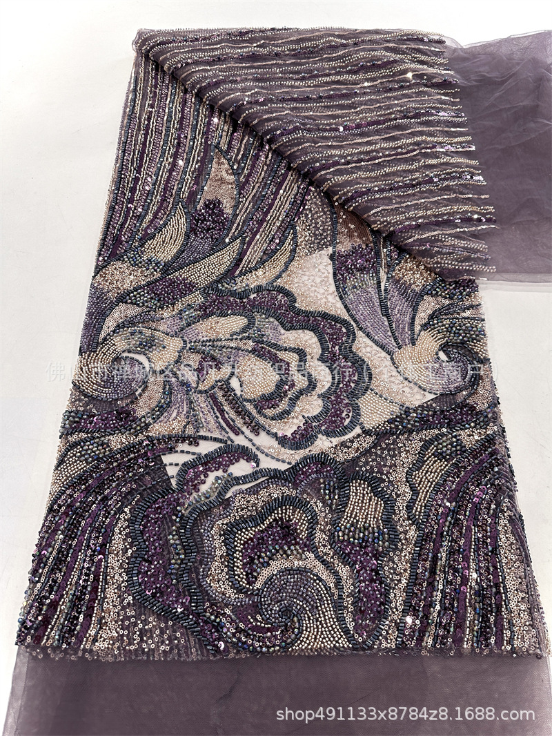 Fabricantes nuevos cuatro perlas tela bordada moda vestido de cena vestido de fiesta vestido tela al por mayor transfronteriza image 12