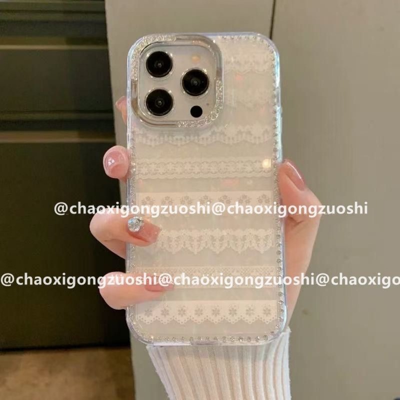 韩系ins可爱简单高级感白蕾丝适用iPhone16promax苹果15手机壳14|undefined