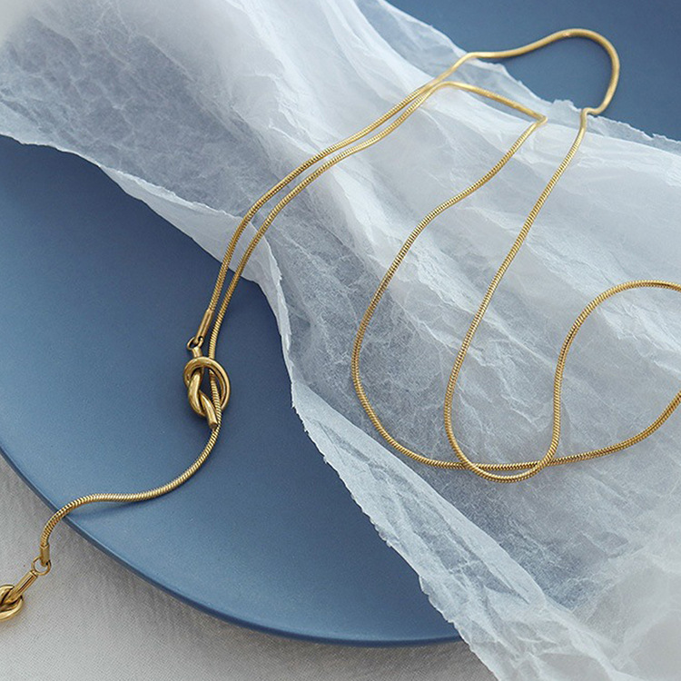 Street Occasion Stainless Steel Material Solid Color Pattern Stainless Steel 14K Gold Plated Rose Gold Plated Lady Plating Solid Color Long Necklace
