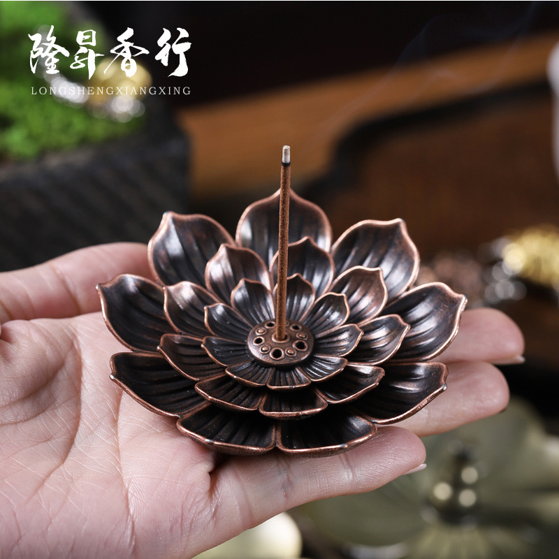 莲花香插 珐琅彩莲花香炉线香插小莲花三宝香座葫芦插批发|undefined