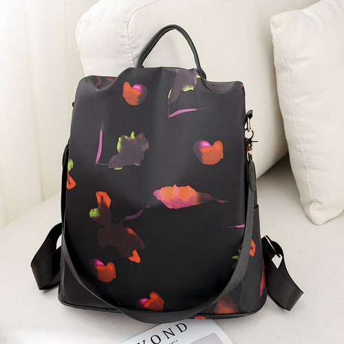 New Oxford Cloth Dual Shoulder Bag with Fashion Print, Large Capacity, Classic Commuter Backpack, Single Strap Anti-Theft Travel Bag