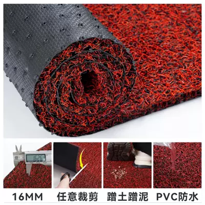 Avtomobil döşəmə paspasları — Thickened Silk Ring Door Mat - black-red-16mm-medium-thick-encryption-6080cm