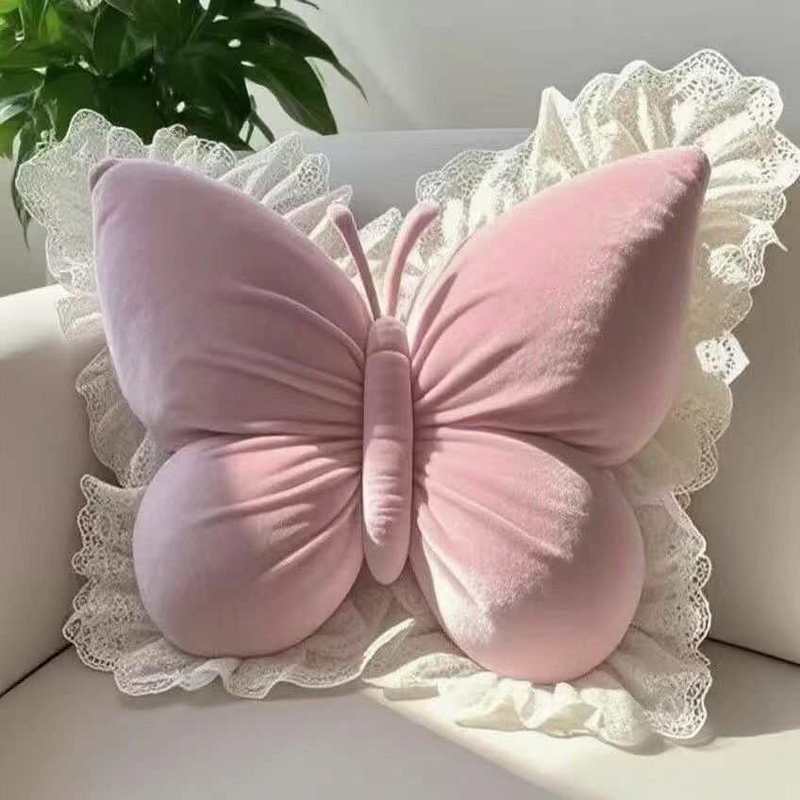 Princess Butterfly Office Cushion Living Room Bowknot Bedroom Car Sofa Cushion Home Pillow Room Lumbar Support