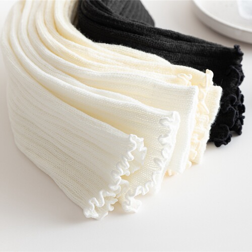Japanese Lolita wide-leg socks set, women's winter puffy socks, white lace leg coverings, long tube flared calf-length socks