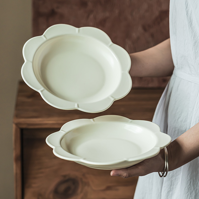 Plato de sol creativo, plato de cerámica retro casero, platos de platos, platos de desayuno, platos de postre