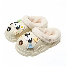 儿童棉拖鞋毛毛鞋保暖卡通柔软防滑毛毛鞋可拆洗中大童亲子棉拖