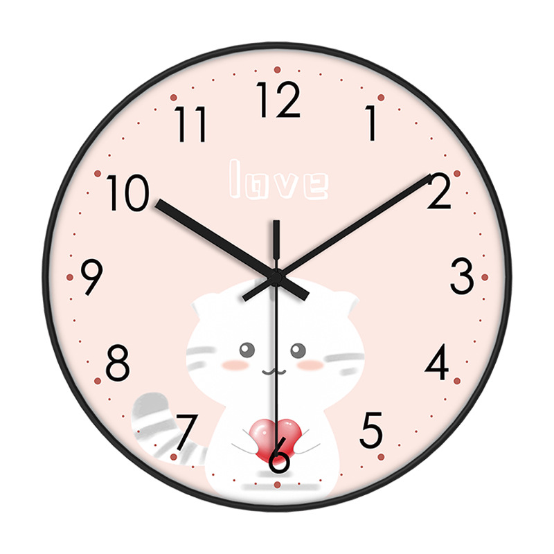 Fábrica personalizada al por mayor de dibujos animados para niños reloj creativo reloj de pared simple sala de estar dormitorio pared ponche-colgante de pelo libre image 12