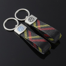 跨境牛津尼龙织带大众汽车标志车标广告车用金属钥匙扣圈链环挂件