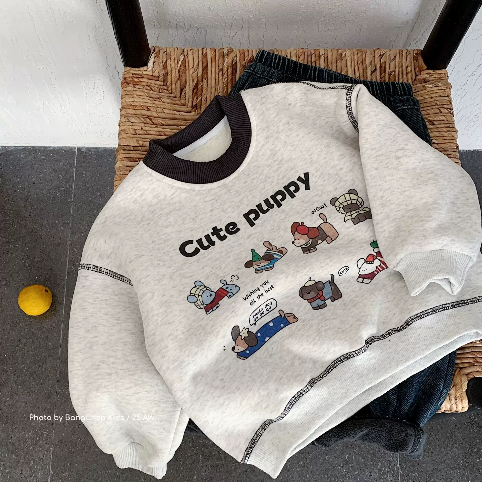 邦诚儿童加绒卫衣2025冬季新款男女童可爱卡通套头打底衫男孩冬装