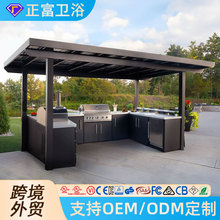 跨境外贸专业定制橱柜BBQ操作台别墅不锈钢整体发庭院户外橱柜厂
