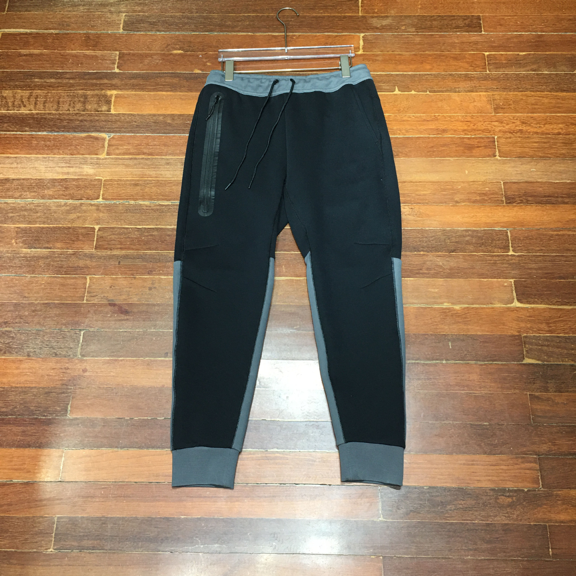 Other Spliced Cotton Knitted Drawstring Sweatpants Black Grey
