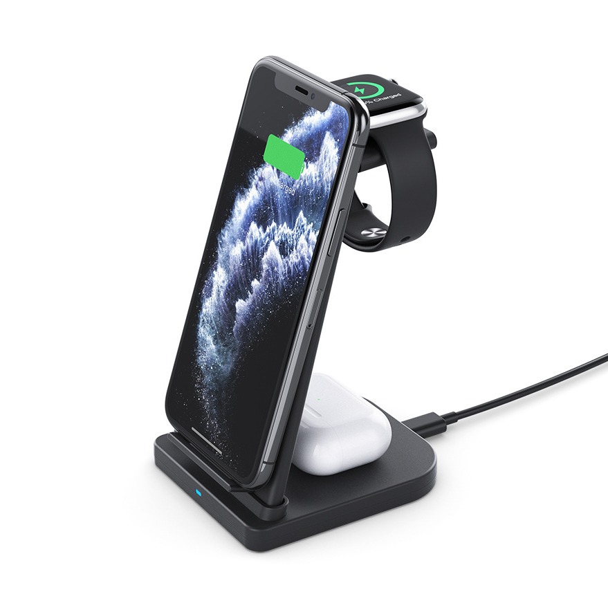 亚马逊爆款手机手表耳机三合一无线充手机充电支架充电器批发定制