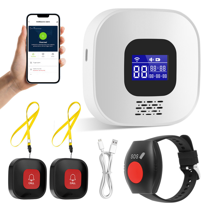 Cross-Border Wifi Elderly Pager Set Smart Digital Display Elderly Emergency Call System Sos Button Bracelet