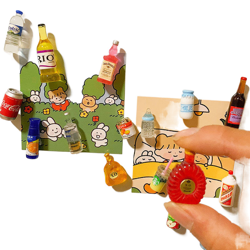 미니 맥주 병 자석 냉장고 스티커 장식 마그네틱 포스트 음료 병 마그네틱 포스트 장식 냉장고 마그네틱 스티커 철 빨판