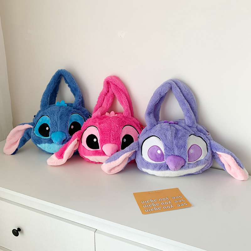 Bolso de Mano de Felpa con Forma de Osito o Stitch, Lindo, Estilo Coreano, Bandolera, Regalo, Venta por Mayor