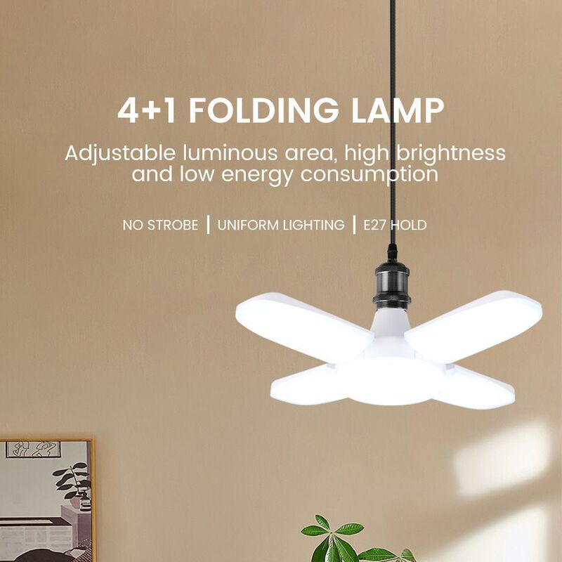 led garage bulb super bright household e27 screw folding four-leaf lamp high power UFO energy saving power saving ceiling fan lamp