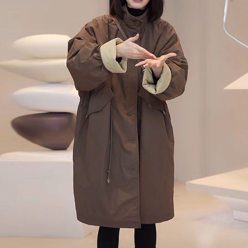 Light Luxury Fashion Casual Mid-Length Cotton Jacket for Women Winter New Large Size Loose Quilted Thickened Cotton Coat