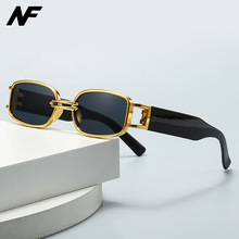 欧美新款太阳镜街拍潮人同款小方框眼镜时尚防紫外线铁环嘻哈墨镜