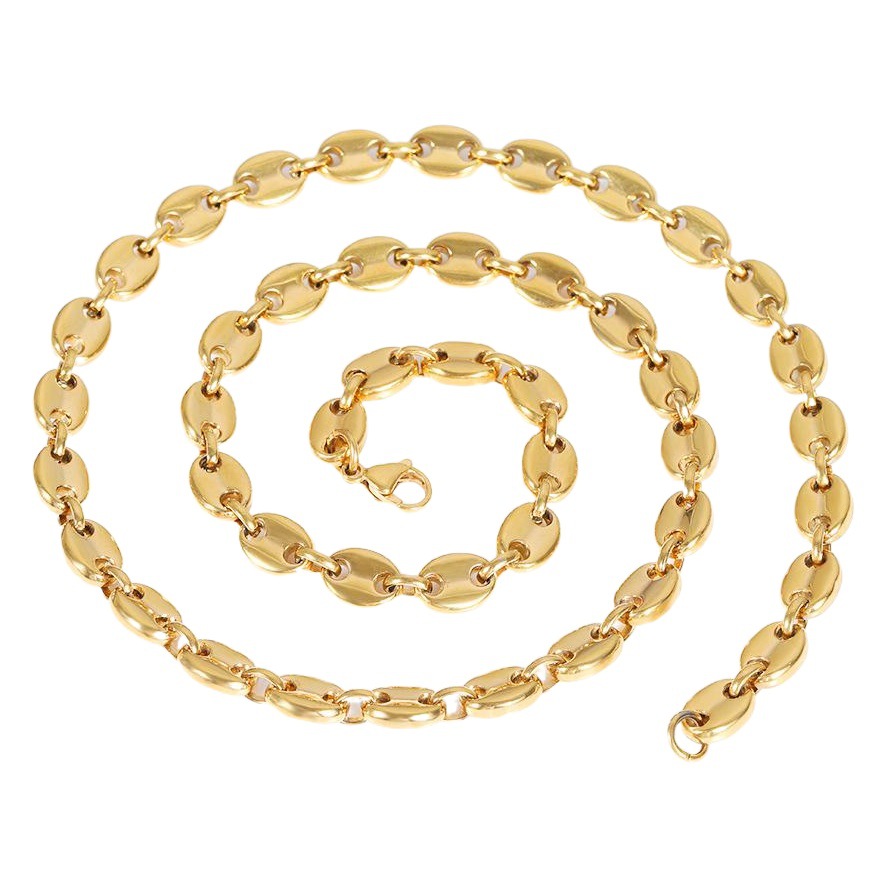 Europa y América transfronteriza de café en grano hip hop 18K oro titanio acero collar langosta hebilla Acero inoxidable cerdo nariz collar joyería hombres