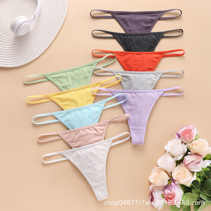 European and American Export Seamless Breathable Thong Women's Bikini Bright Color Cross-Border E-Commerce Sexy Sexy Hot Underwear for Women
