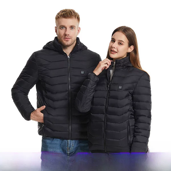 Cross-border hooded single control zone 9 heating cotton-padded clothes intelligent heating outdoor cotton-padded jacket cold-proof warm electric jacket waterproof
