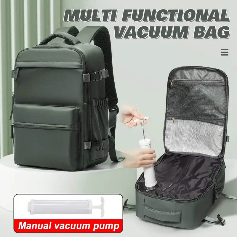 Mochila de ocio al vacío para hombres y mujeres, mochila de computadora impermeable de gran capacidad, mochila multifuncional, expansión de equipaje de negocios
