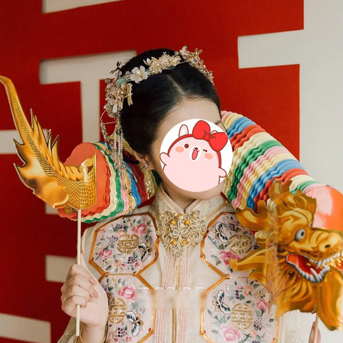 Internet celebrity hand-held paper-cut faucet colorful dragon wedding decoration wedding photo props game wedding decoration supplies wholesale