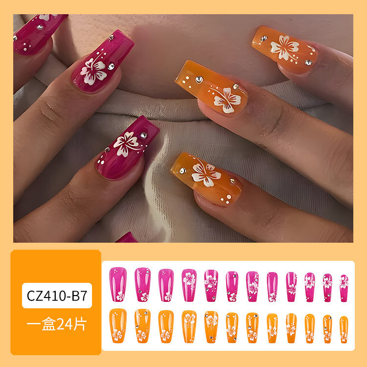 Pieza de uñas de desgaste súper largo diamante transfronterizo uña falsa pieza europea y americana pieza de uñas Comercio exterior parche de uñas prensa en las uñas