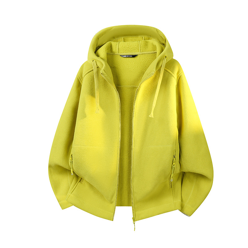 New Style Polar Fleece Outdoor Spring and Autumn Fleece Jacket for Young and Middle-Aged Men and Women, Hooded Travel Fleece Sweatshirt for Men