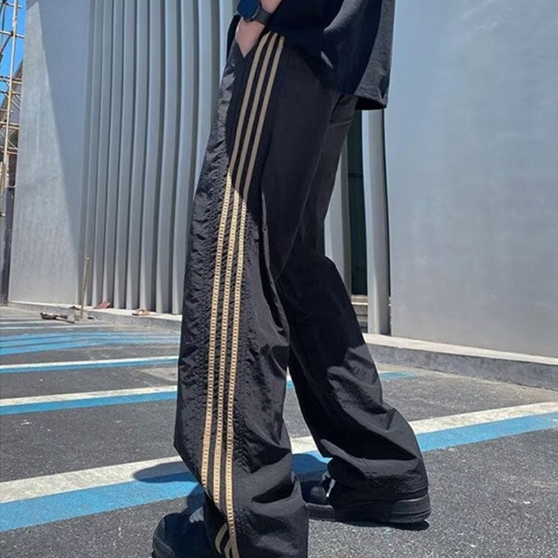 Striped Pants Wide-leg Straight-leg Trendy Brand Fashionable Stripes Three-way Casual New Versatile Spring and Summer Men's 2024 Jeans