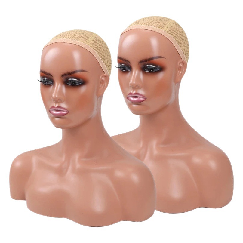 Modelo de doble hombro cabeza peluca modelo de cabeza modelo de doble hombro medio cuerpo pantalla de la cabeza peluca sombrero modelo cabeza apoyos soporte