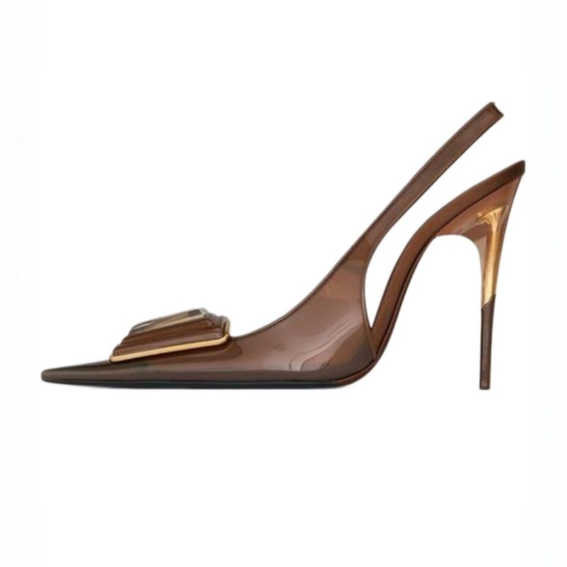 Women's Shoes Cross-Border Pointed Toe Transparent Back Strap High Heel Square Buckle Fashion Women's Shoes Foreign Trade Fashion Flats Women's Shoes Cross-Border Pointed Toe Transparent Back Strap High Heel Square Buckle Fashion Women's Shoes Foreign Trade Fashion Flats