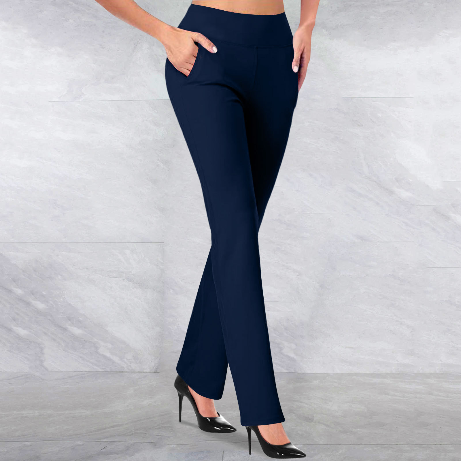 Women's Office Business Solid Color Full Length Pocket Dress Pants display picture 2