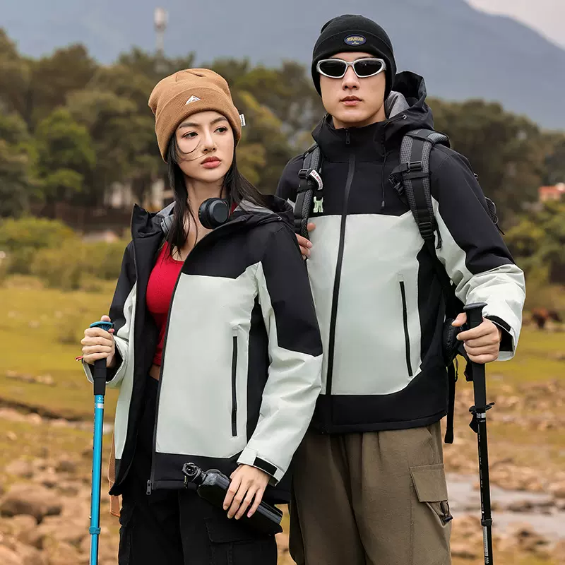 400g超柔绒加厚冲锋衣团体工作服印logo石墨烯加热防风防水外套