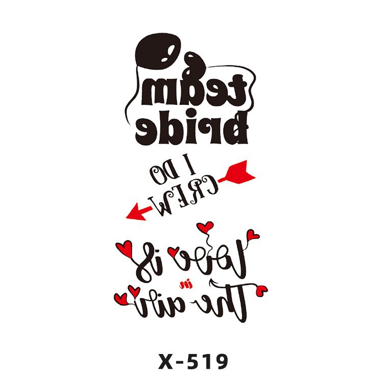 Arco de flor pequeña pegatinas de tatuaje fresco 3D dibujos animados transfronterizo Henna rosa impermeable texto en inglés pegatinas de tatuaje