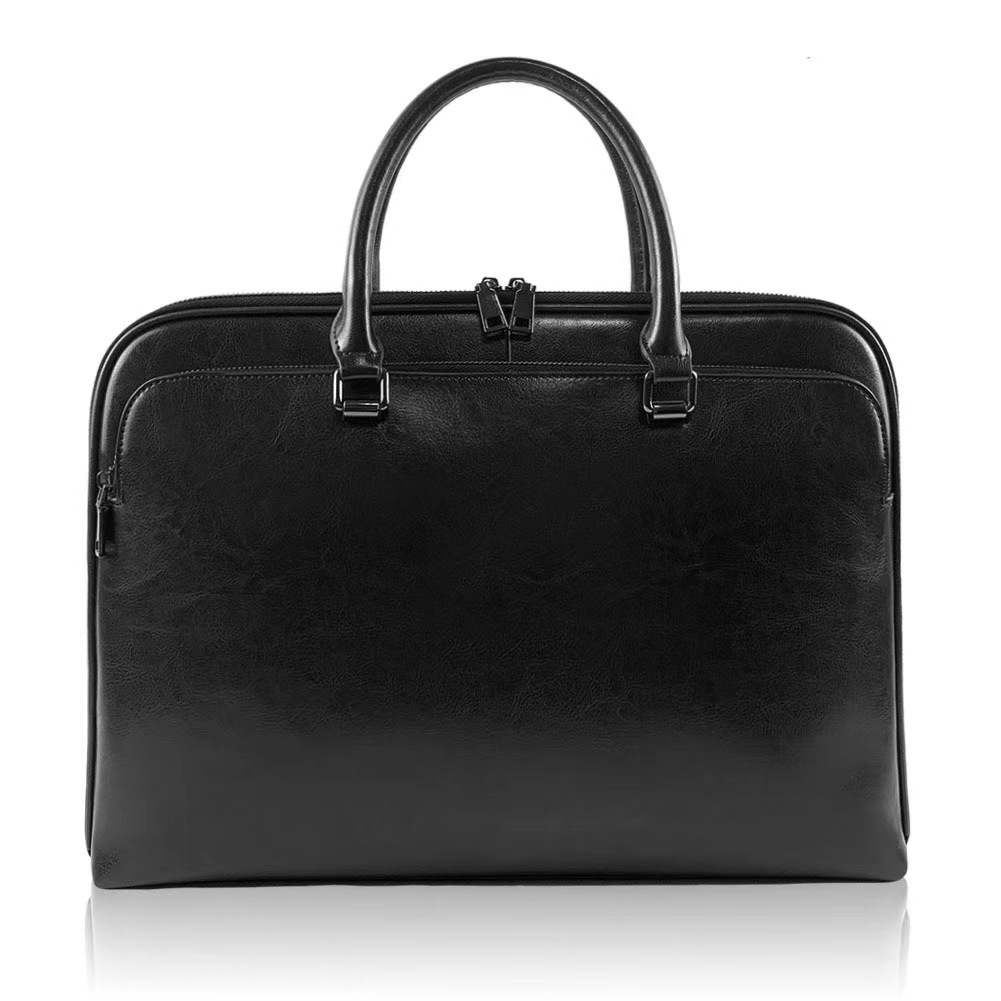 Men's Leather Briefcase Business Document Bag Large Capacity New Laptop Bag - Thumbnail 6