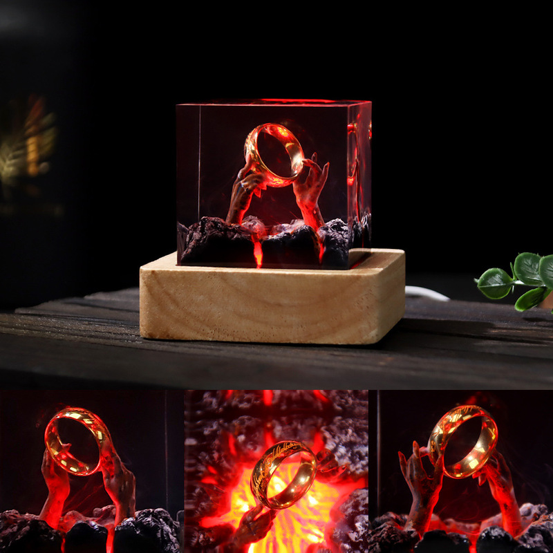 Amazon's New Crater Hand Rest Magic Ring Cube Resin Night Light Crafts Ornaments Souvenir Gifts Amazon's New Crater Hand Rest Magic Ring Cube Resin Night Light Crafts Ornaments Souvenir Gifts