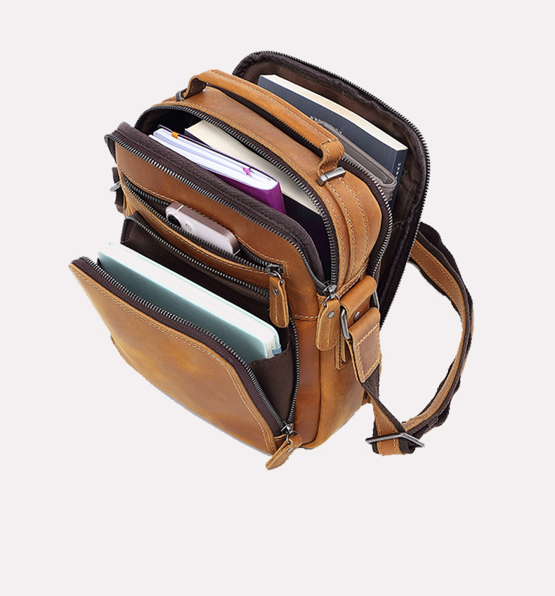 New business shoulder bag, men's leather bag, Crazy Horse leather messenger bag, casual retro large-capacity leather._ipsvogv.com