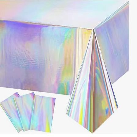 Fuente fabricantes suministran color Iris láser desechable mantel de plástico impermeable a prueba de aceite desechable ins estilo mantel