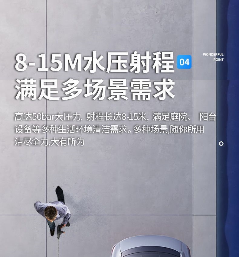 New wireless car washer for home use, portable rechargeable high-pressure water gun, lithium battery water pump for cleaning