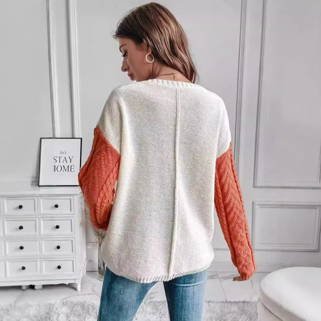 Cozy Patch-Pocket Sweater – Acrylic Blend Pullover With Contrast Stitching (S/M/L/XL, Oversized Fit, Fall-to-Winter Essential, Sweetheart Colors)_voghion.com